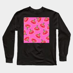 Chinese Vintage Pink and Red Flowers with Pink- Hong Kong Traditional Floral Pattern Long Sleeve T-Shirt